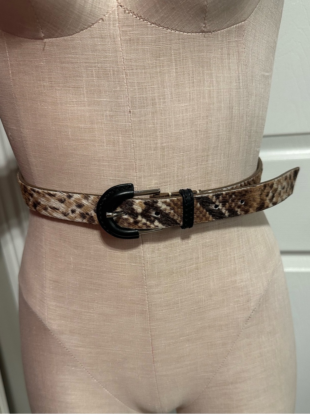 Lafayette 18 Leopard Print Waist Belt with Black Buckle - XL